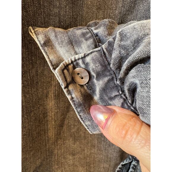 Rails Camille Acid Wash Jean puff sleeve blouse XS - Picture 11 of 13